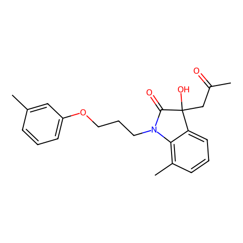 3-Hydroxy-7-methyl-3-(2-oxopropyl)-1-(3-(m-tolyloxy)propyl)indolin-2-one structure