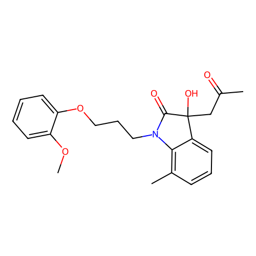 3-Hydroxy-1-(3-(2-methoxyphenoxy)propyl)-7-methyl-3-(2-oxopropyl)indolin-2-one structure