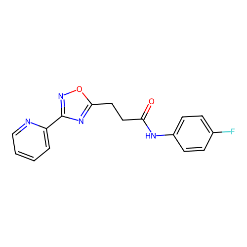 N-(4-fluorophenyl)-3-(3-pyridin-2-yl-1,2,4-oxadiazol-5-yl)propanamide structure