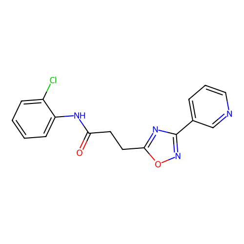 N-(2-chlorophenyl)-3-(3-pyridin-3-yl-1,2,4-oxadiazol-5-yl)propanamide structure