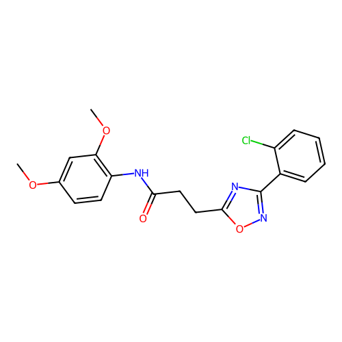 3-[3-(2-chlorophenyl)-1,2,4-oxadiazol-5-yl]-N-(2,4-dimethoxyphenyl)propanamide structure