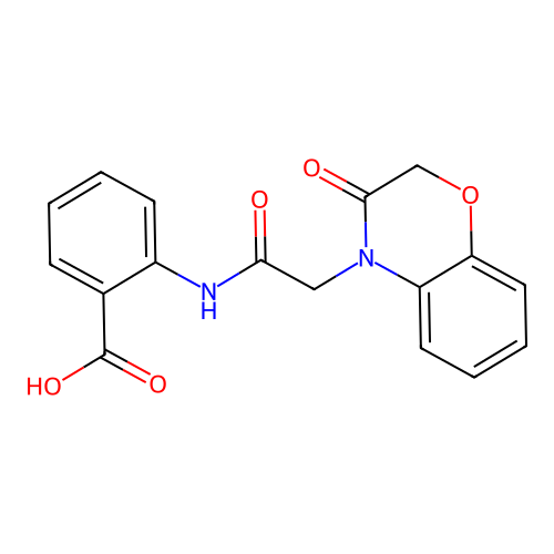 2-[[2-(3-Oxo-1,4-benzoxazin-4-yl)acetyl]amino]benzoic acid structure