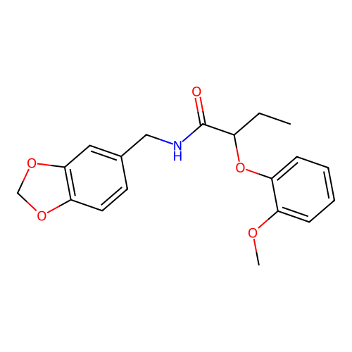 N-(1,3-benzodioxol-5-ylmethyl)-2-(2-methoxyphenoxy)butanamide structure