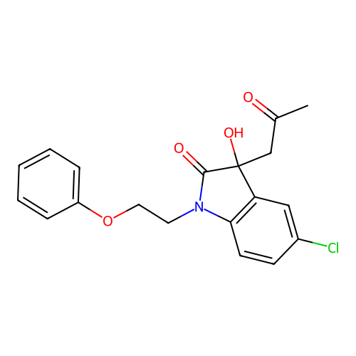 5-Chloro-3-hydroxy-3-(2-oxopropyl)-1-(2-phenoxyethyl)indolin-2-one structure