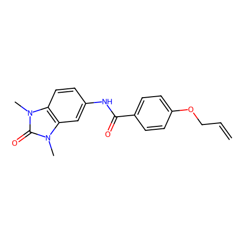 N-(1,3-dimethyl-2-oxobenzimidazol-5-yl)-4-prop-2-enoxybenzamide structure