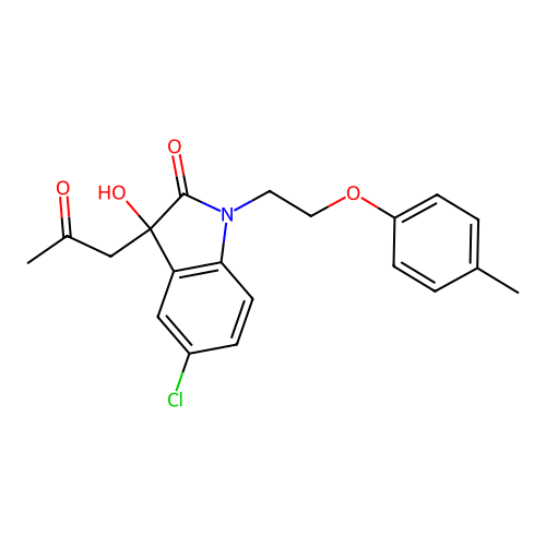 5-Chloro-3-hydroxy-1-[2-(4-methylphenoxy)ethyl]-3-(2-oxopropyl)indol-2-one structure