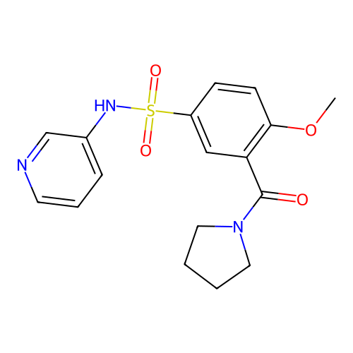 4-methoxy-N-pyridin-3-yl-3-(pyrrolidine-1-carbonyl)benzenesulfonamide structure