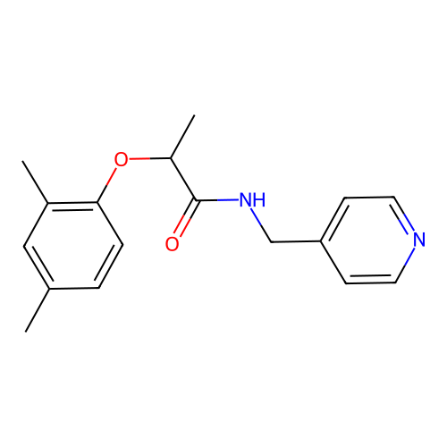 2-(2,4-dimethylphenoxy)-N-(pyridin-4-ylmethyl)propanamide structure