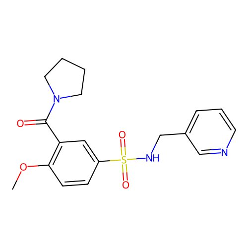 4-methoxy-N-(pyridin-3-ylmethyl)-3-(pyrrolidine-1-carbonyl)benzenesulfonamide structure