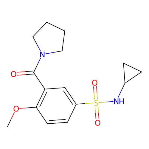 N-cyclopropyl-4-methoxy-3-(pyrrolidine-1-carbonyl)benzenesulfonamide structure