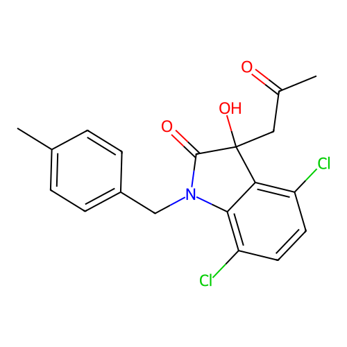 4,7-Dichloro-3-hydroxy-1-[(4-methylphenyl)methyl]-3-(2-oxopropyl)indol-2-one structure