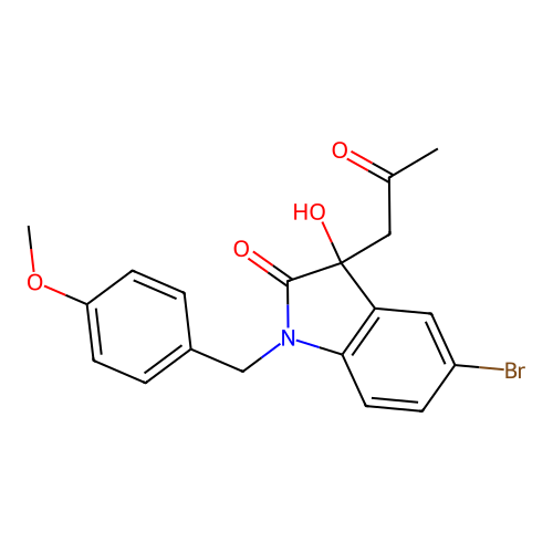 5-Bromo-3-hydroxy-1-(4-methoxybenzyl)-3-(2-oxopropyl)indolin-2-one structure
