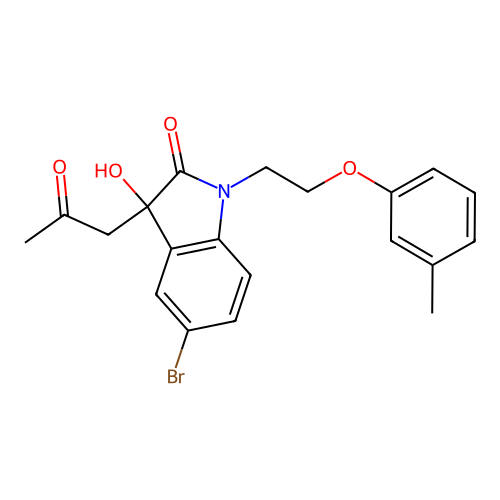 5-Bromo-3-hydroxy-3-(2-oxopropyl)-1-(2-(m-tolyloxy)ethyl)indolin-2-one structure