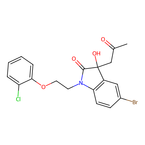 5-Bromo-1-(2-(2-chlorophenoxy)ethyl)-3-hydroxy-3-(2-oxopropyl)indolin-2-one structure