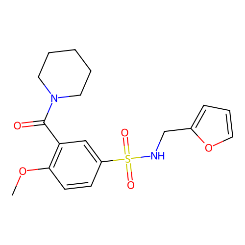 N-(furan-2-ylmethyl)-4-methoxy-3-(piperidine-1-carbonyl)benzenesulfonamide structure