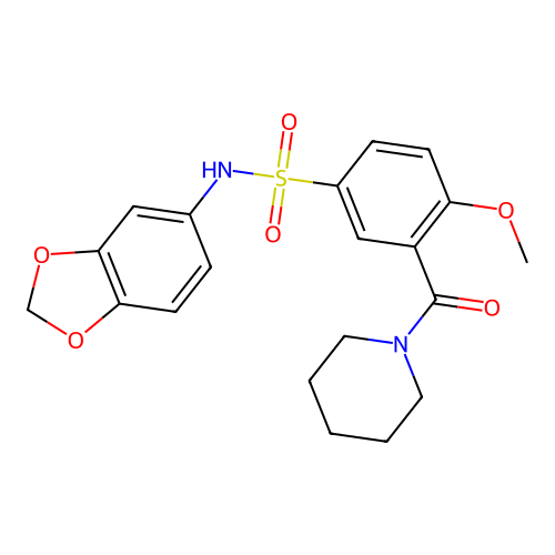 N-(1,3-benzodioxol-5-yl)-4-methoxy-3-(piperidin-1-ylcarbonyl)benzenesulfonamide structure