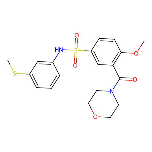 4-methoxy-N-(3-methylsulfanylphenyl)-3-(morpholine-4-carbonyl)benzenesulfonamide structure