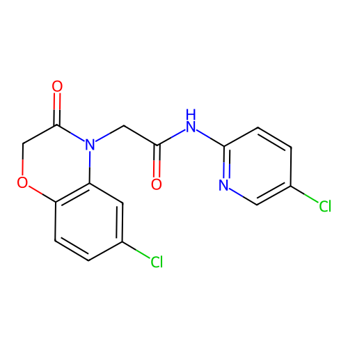 2-(6-chloro-3-oxo-1,4-benzoxazin-4-yl)-N-(5-chloropyridin-2-yl)acetamide structure
