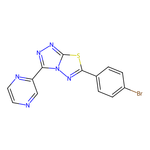 6-(4-Bromophenyl)-3-(pyrazin-2-yl)[1,2,4]triazolo[3,4-b][1,3,4]thiadiazole structure