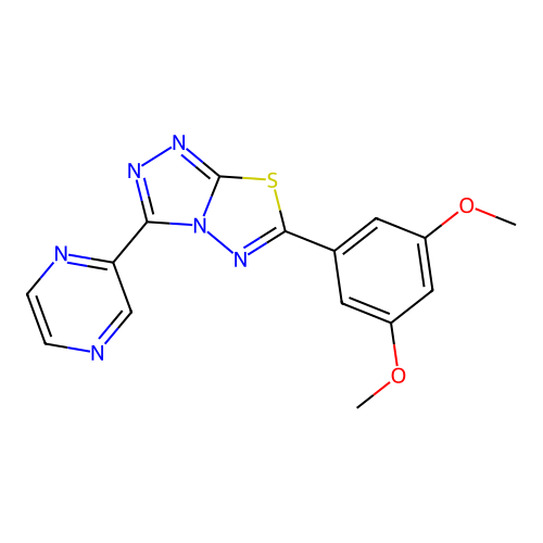 6-(3,5-Dimethoxyphenyl)-3-(pyrazin-2-yl)[1,2,4]triazolo[3,4-b][1,3,4]thiadiazole structure