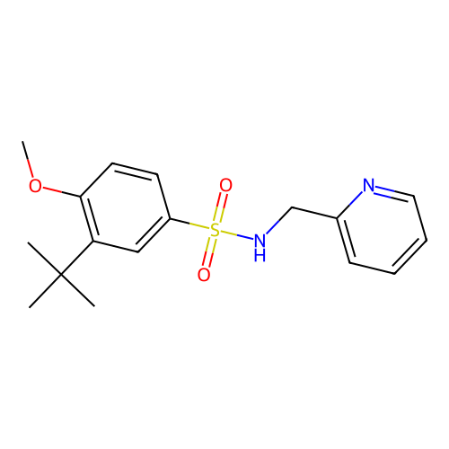 3-tert-butyl-4-methoxy-N-(pyridin-2-ylmethyl)benzenesulfonamide structure