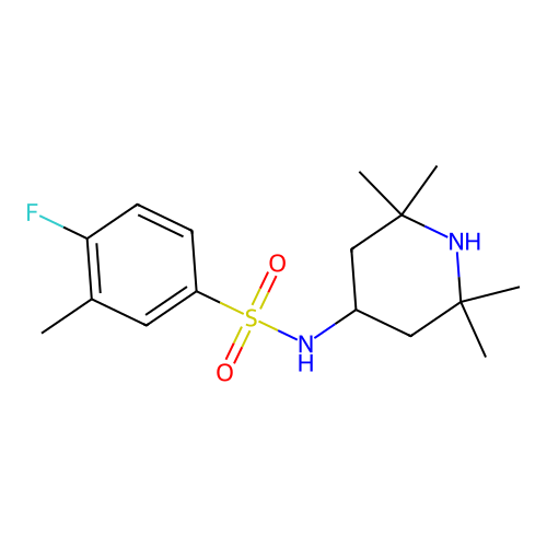 4-fluoro-3-methyl-N-(2,2,6,6-tetramethylpiperidin-4-yl)benzenesulfonamide structure