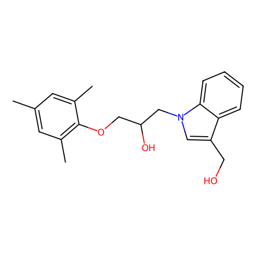 1-(3-(hydroxymethyl)-1H-indol-1-yl)-3-(mesityloxy)propan-2-ol structure