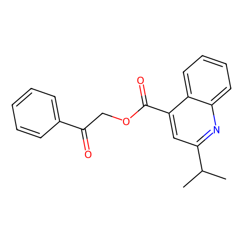 4-Quinolinecarboxylic acid, 2-(1-methylethyl)-, 2-oxo-2-phenylethyl ester structure