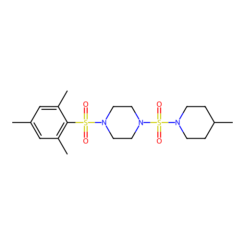 1-(Mesitylsulfonyl)-4-[(4-methyl-1-piperidinyl)sulfonyl]piperazine structure