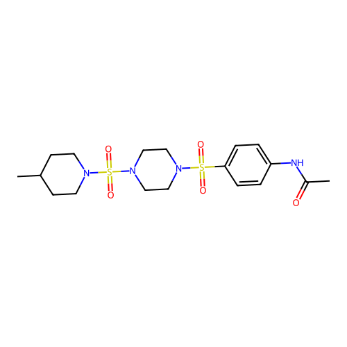 N-[4-({4-[(4-methylpiperidyl)sulfonyl]piperazinyl}sulfonyl)phenyl]acetamide structure