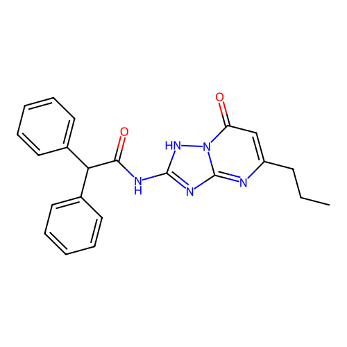 N-(7-hydroxy-5-propyl[1,2,4]triazolo[1,5-a]pyrimidin-2-yl)-2,2-diphenylacetamide structure