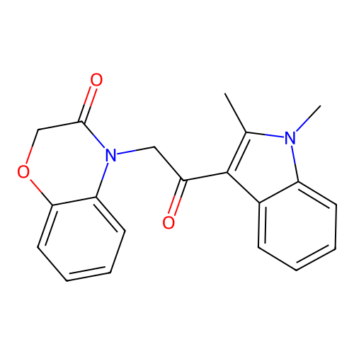 4-[2-(1,2-Dimethylindol-3-yl)-2-oxoethyl]-1,4-benzoxazin-3-one structure