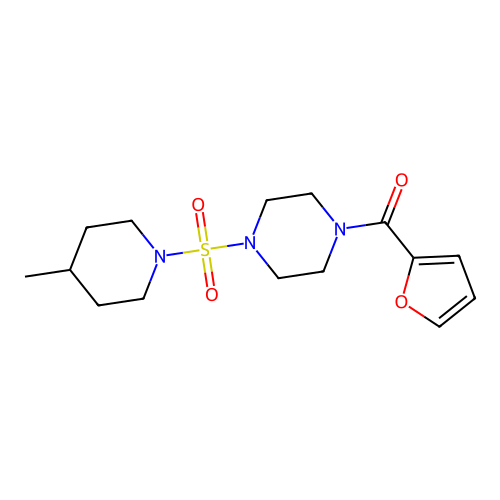 2-Furyl 4-[(4-methylpiperidyl)sulfonyl]piperazinyl ketone structure