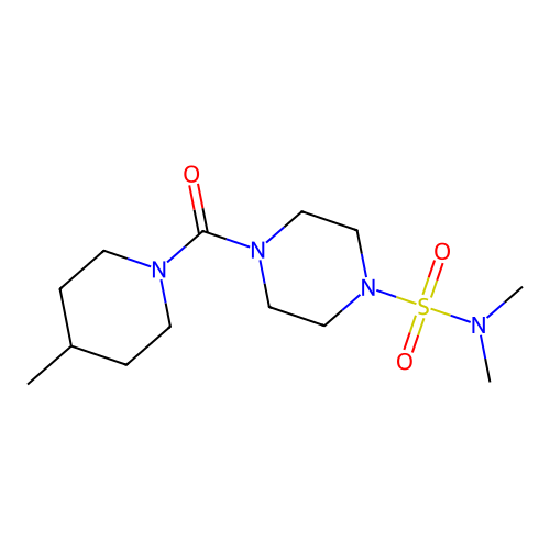 N,N-dimethyl-4-(4-methylpiperidine-1-carbonyl)piperazine-1-sulfonamide structure
