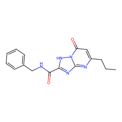 N-benzyl-7-hydroxy-5-propyl[1,2,4]triazolo[1,5-a]pyrimidine-2-carboxamide structure