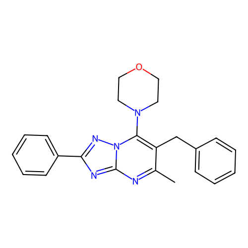 4-(6-Benzyl-5-methyl-2-phenyl-[1,2,4]triazolo[1,5-a]pyrimidin-7-yl)morpholine structure