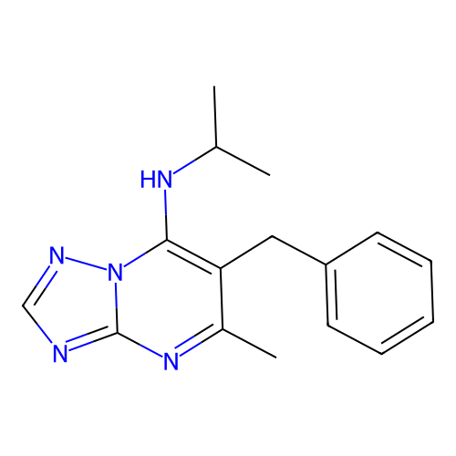 6-benzyl-5-methyl-N-propan-2-yl-[1,2,4]triazolo[1,5-a]pyrimidin-7-amine structure