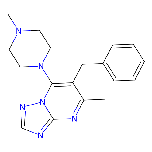 6-Benzyl-5-methyl-7-(4-methylpiperazin-1-yl)[1,2,4]triazolo[1,5-a]pyrimidine structure