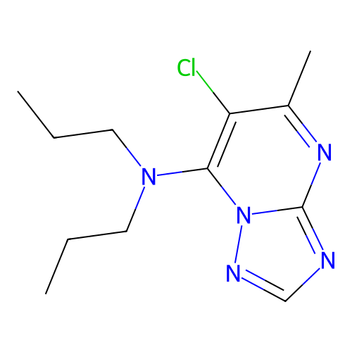 6-chloro-5-methyl-N,N-dipropyl-[1,2,4]triazolo[1,5-a]pyrimidin-7-amine structure