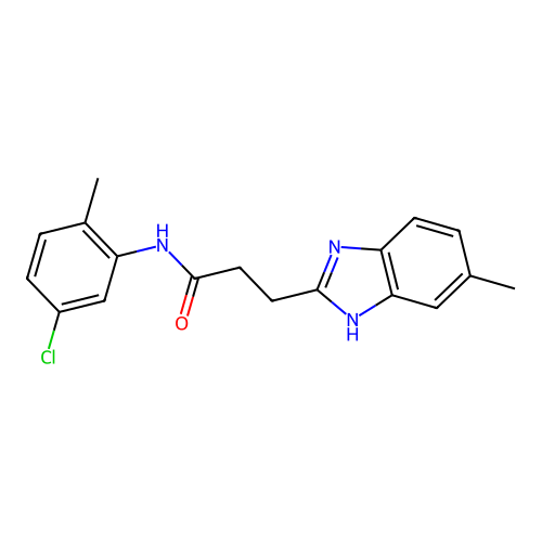 N-(5-chloro-2-methylphenyl)-3-(6-methyl-1H-benzimidazol-2-yl)propanamide structure