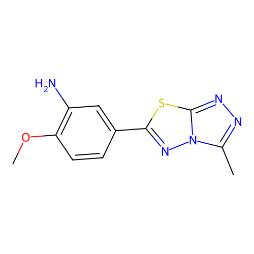 2-Methoxy-5-(3-methyl-[1,2,4]triazolo[3,4-b][1,3,4]thiadiazol-6-yl)aniline structure
