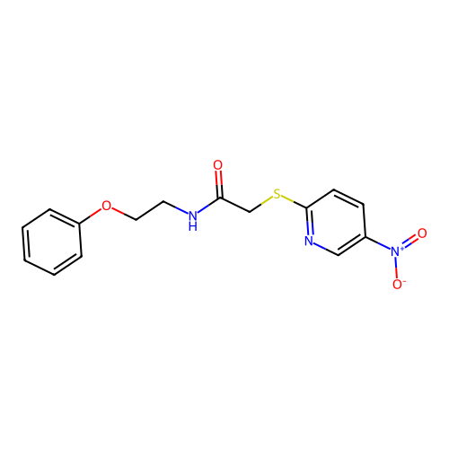 2-[(5-nitropyridin-2-yl)sulfanyl]-N-(2-phenoxyethyl)acetamide structure