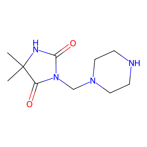5,5-Dimethyl-3-(piperazin-1-ylmethyl)imidazolidine-2,4-dione structure