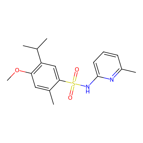 5-isopropyl-4-methoxy-2-methyl-N-(6-methyl-2-pyridinyl)benzenesulfonamide structure