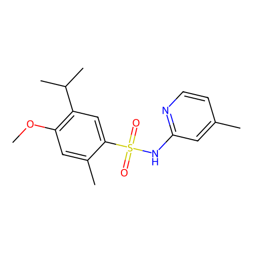 4-methoxy-2-methyl-N-(4-methylpyridin-2-yl)-5-propan-2-ylbenzenesulfonamide structure