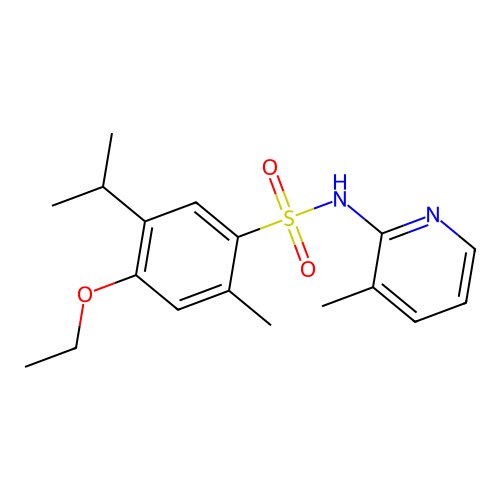 4-ethoxy-5-isopropyl-2-methyl-N-(3-methylpyridin-2-yl)benzenesulfonamide structure
