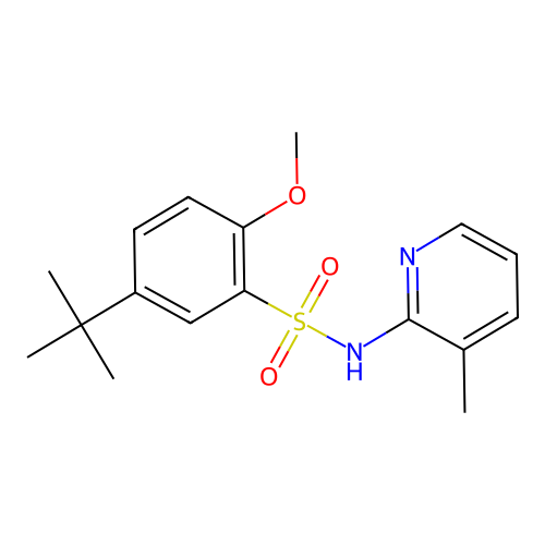 5-tert-butyl-2-methoxy-N-(3-methylpyridin-2-yl)benzenesulfonamide structure