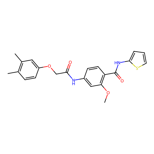 4-{[(3,4-dimethylphenoxy)acetyl]amino}-2-methoxy-N-(thiophen-2-yl)benzamide structure