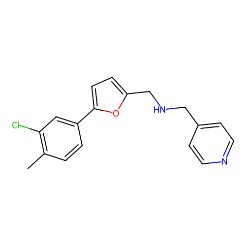 [5-(3-Chloro-4-methyl-phenyl)-furan-2-ylmethyl]-pyridin-4-ylmethyl-amine structure