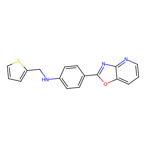 4-([1,3]oxazolo[4,5-b]pyridin-2-yl)-N-(thiophen-2-ylmethyl)aniline structure